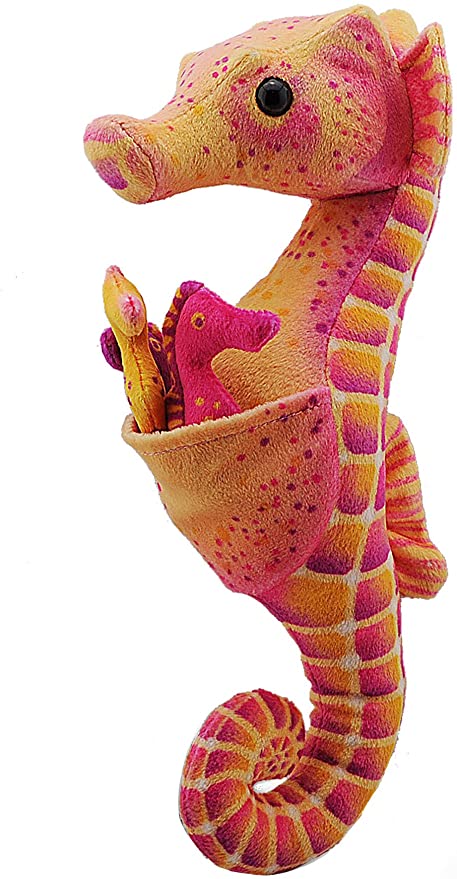 Wild Republic Seahorse Plush, Stuffed Animal, Plush Toy, Gifts for Kids, w/ babies 11.5 inches